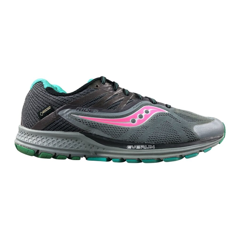 Saucony Women's Size 9 Ride 10 Gore-Tex Everun Grey Pink Lace-Up Sneakers